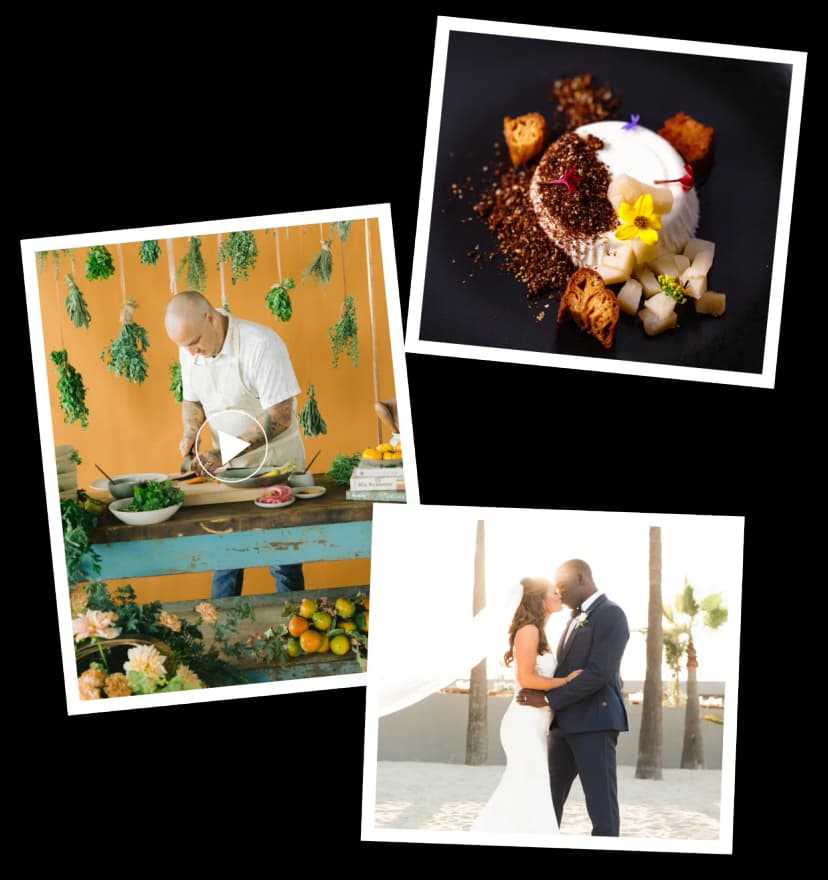 Social media post showcasing a beautifully arranged gourmet charcuterie board with an assortment of cheeses, fruits, and nuts, perfect for luxury catering events.